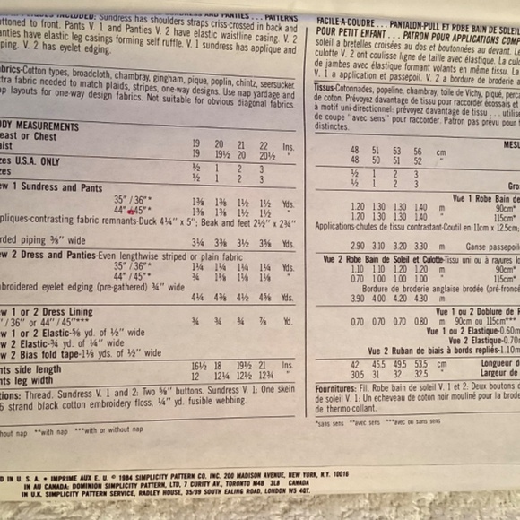 VINTAGE! 1985 SIMPLICITY pattern #6775… toddler, age 6 mos. - 1 yr. Cut - Picture 2 of 2